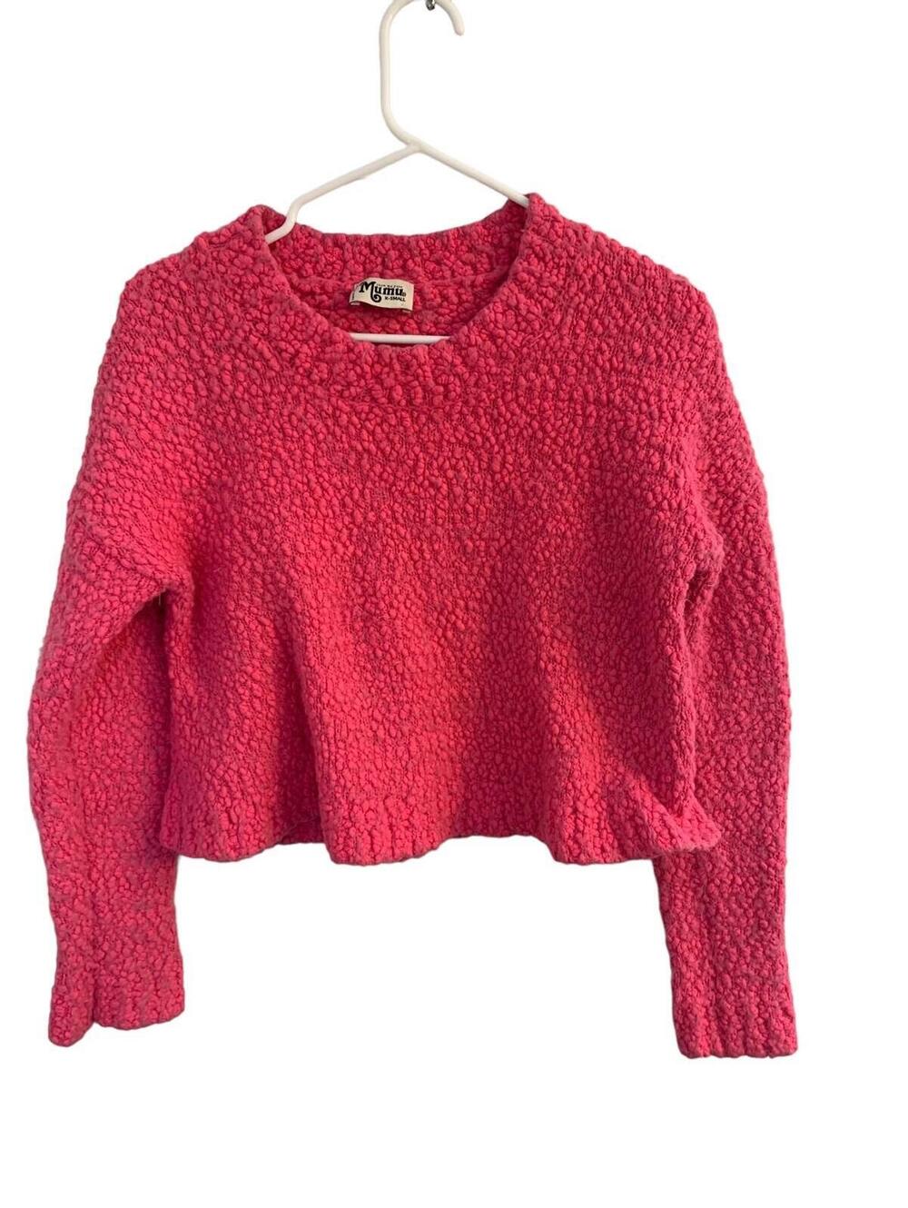 Show Me Your Mumu Womens Cropped Varsity Sweater Pink Size Extra Small XS Knubby